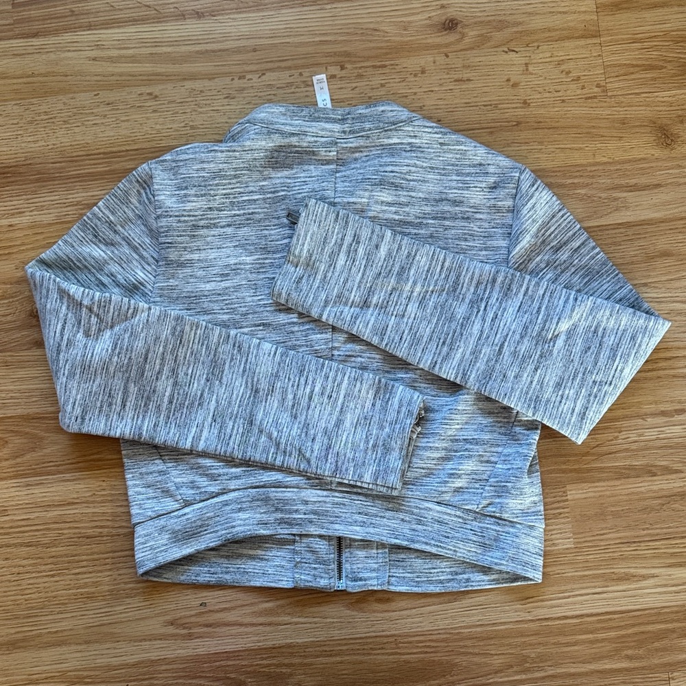 Fabletics Heathered Gray Zip-Up Jacket Size M - image 2
